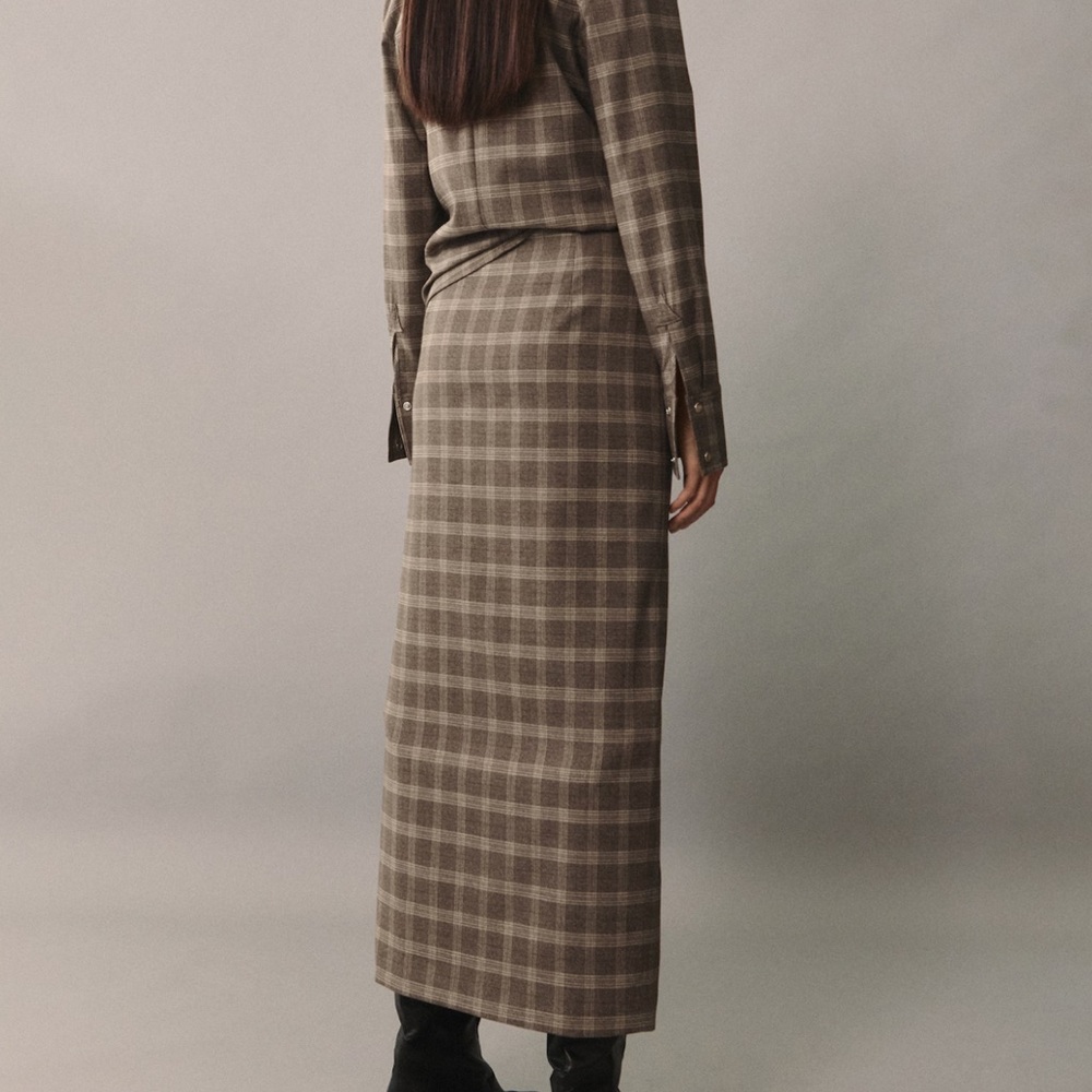 Mango Checkered Pencil Skirt in Brown - Picture 5 of 7